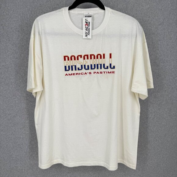 Nu Sport Mens VTG Baseball T Shirt Size XL White Embroidered Pastime Deadstock - Picture 1 of 16